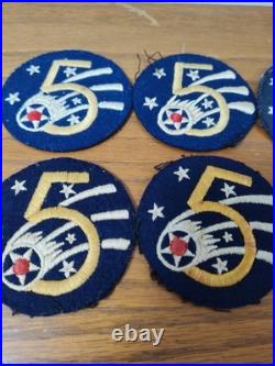 Lot of 8 WWII US Army 5th Air Force AAF Felt Snowback Cheesecloth WORN Patches