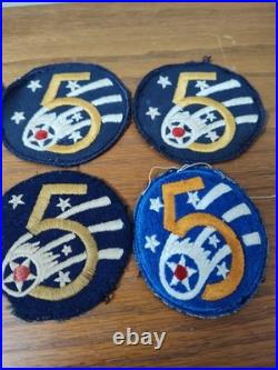 Lot of 8 WWII US Army 5th Air Force AAF Felt Snowback Cheesecloth WORN Patches
