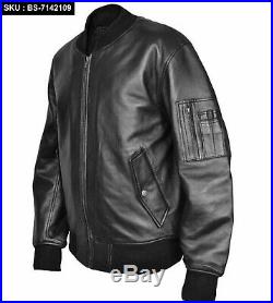 MA1 Flight Pilot Bomber Biker Leather Jacket Security Army Military US Air Force