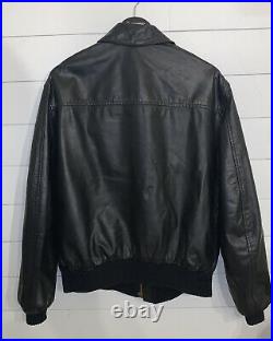 Men's AVIREX TYPE A-2 Black Leather US Army Air Force Flight Jacket Coat L Rare