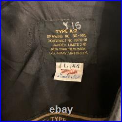 Men's AVIREX TYPE A-2 Black Leather US Army Air Force Flight Jacket Coat L Rare