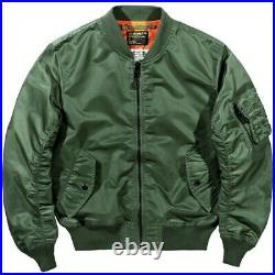 Mens Bomber Jacket Flight Air Force Pilot Coat Outdoor Casual Short Outwear size