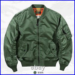 Mens Bomber Jacket Flight Air Force Pilot Coat Outdoor Short Casual Outwear size