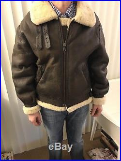 Mens US army Type B-3 Air Force Jacket Leather With Sheepskin Lining 42