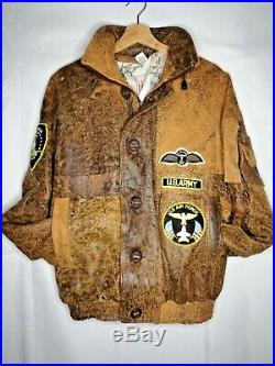 Mens VTG 80s US Army Air Force Pilot Flying Jacket Leather 42 Brown USAAF Rare