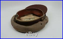 NAMED WW2 US Army military visor cap hat Officer Air Force Corp tan THEATER MADE