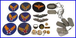 NAMED WWII US Army Air Forces USAAF Dog Tag Patch Wings Pin Ring Pilot Lot DR15