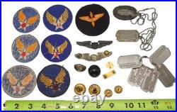 NAMED WWII US Army Air Forces USAAF Dog Tag Patch Wings Pin Ring Pilot Lot DR15