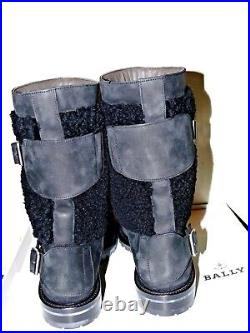 New $1300.00 Bally Italy Celyon/30 Black Calf Nubuk Leather Military Sz Us-10.5