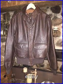 New Avirex Type A-2 U. S. Army Air Force Leather Bomber Dark Brown Jacket Size XL