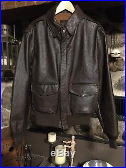 New Avirex Type A-2 U. S. Army Air Force Leather Bomber Dark Brown Jacket Size XL