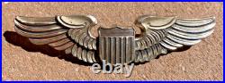 ORIGINAL WW2 US Army Air Force AAF Sterling 3-Inch Pilot Wing Badge Pin LGB