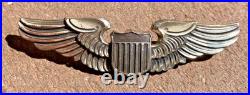 ORIGINAL WW2 US Army Air Force AAF Sterling 3-Inch Pilot Wing Badge Pin LGB