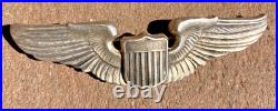 ORIGINAL WW2 US Army Air Force AAF Sterling 3-Inch Pilot Wing Badge Pin Meyer