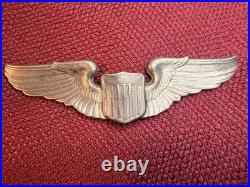 ORIGINAL WW2 US Army Air Force AAF Sterling 3-Inch Pilot Wing Badge Pin Meyer