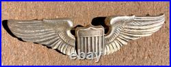 ORIGINAL WW2 US Army Air Force AAF Sterling 3-Inch Pilot Wing Badge Pin Meyer