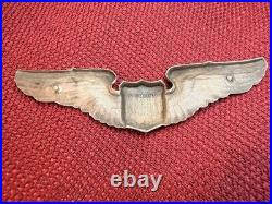 ORIGINAL WW2 US Army Air Force AAF Sterling 3-Inch Pilot Wing Badge Pin Meyer