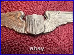 ORIGINAL WW2 US Army Air Force AAF Sterling 3-Inch Pilot Wing Badge Pin Meyer