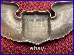 ORIGINAL WW2 US Army Air Force AAF Sterling 3-Inch Pilot Wing Badge Pin Meyer