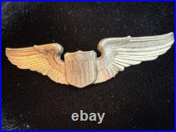 ORIGINAL WW2 US Army Air Force AAF Sterling 3-Inch Pilot Wing Badge Pin Meyer
