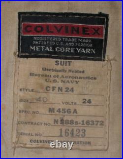 ORIGINAL WW2 US NAVY AIR CORP ELECTRIC HEATED FLIGHT SUIT COLVINEX CFN24 Army 40
