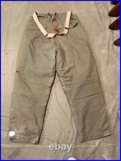 ORIGINAL WWII US ARMY AIR FORCE AAF A-10 FLIGHT PANTS WithSUSPENDERS- SIZE XXL 40W