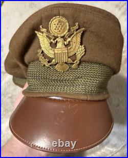 ORIGINAL WWII WW2 US Army Air Force Visor Crusher Cap Hat