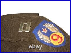 Orig. WWII BRITISH MADE US 9th Army Air Force Ike Uniform Jacket Wings Ribbon