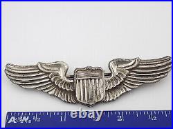 Original Early-WWII US Army Air Force Pilot 3 Wings Sterling Silver Meyer