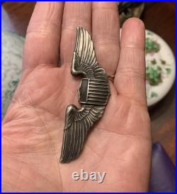 Original Sterling WWII US Army Air Force Pilot Aviator Wings Pin
