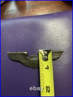 Original Sterling WWII US Army Air Force Pilot Aviator Wings Pin