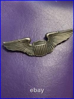 Original Sterling WWII US Army Air Force Pilot Aviator Wings Pin