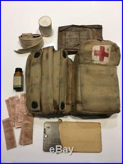 Original U. S. Army Air Force Aeronautic First Aid Kit Tan Hand Painted Red Cross