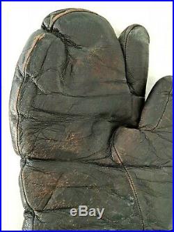 Original U. S. WWII Army Air Force A-9A Leather Flying Mitten Glove