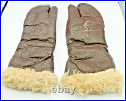 Original U. S. WWII Army Air Force A-9A Leather Flying Mitten Gloves MEDIUM