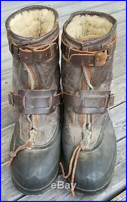 Original US WWII Pilot Army Air Force Leather Flying Boots Type A-6A Size Large