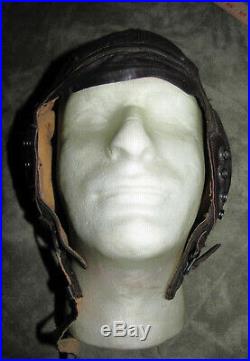 Original WW II US Army Air Force Leather A-11 Flight Helmet, Large AAF