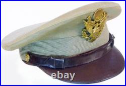 Original WW2 Tan Top US Army Air Force Officer Visor Cap with Eagle USAAF
