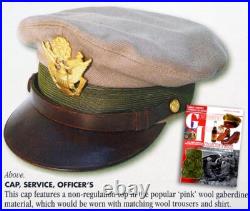 Original WW2 Tan Top US Army Air Force Officer Visor Cap with Eagle USAAF