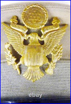 Original WW2 Tan Top US Army Air Force Officer Visor Cap with Eagle USAAF
