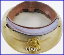 Original WW2 Tan Top US Army Air Force Officer Visor Cap with Eagle USAAF
