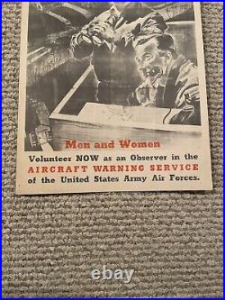 Original WWII Poster Army Air Force Recruitment Poster For Observers