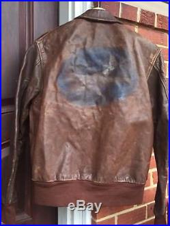 Original WWII US Army Air Force A-2 Paint Art Work Bomber Flight Jacket. Size 42