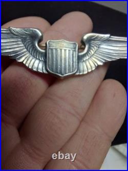 Original WWII US Army Air Force AAF PILOT Pinback STERLING Wings Pin 3