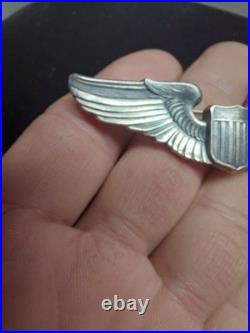 Original WWII US Army Air Force AAF PILOT Pinback STERLING Wings Pin 3