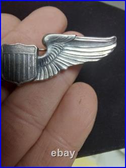 Original WWII US Army Air Force AAF PILOT Pinback STERLING Wings Pin 3