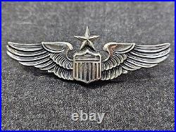 Original WWII US Army Air Force GEMSCO Senior Pilot Wings 3 Full Size Pin Back