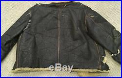 Original WWII US Army Air Force Leather D-1 Bomber Jacket Shearling Sheep Skin M