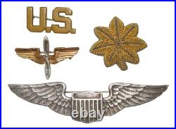 Original WWII US Army Air Force Officer Pins Silver Wings Lot Major AAF DR1