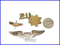 Original WWII US Army Air Force Officer Pins Silver Wings Lot Major AAF DR1